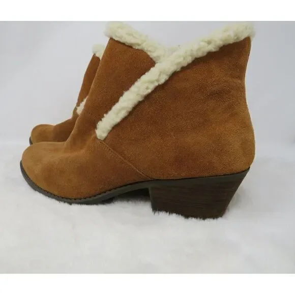 Bootie Me‎ Too Womens Zanna 14 Ankle Boot Brown Leather w/ Fur Size 7.5 W - Picture 2 of 5